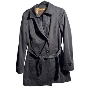 COACH Womens Black Cotton Trench Coat Double Breasted Lined Designer M‎ Luxury